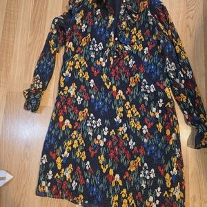 Tory Burch Floral Midi Dress - Red, Yellow, Blue